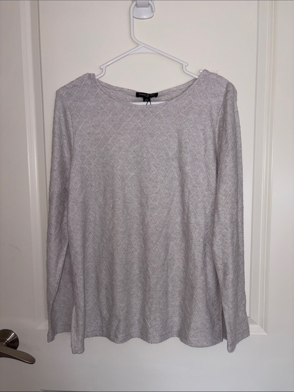 Mario Serrani Light Gray Textured Long Sleeve Top
